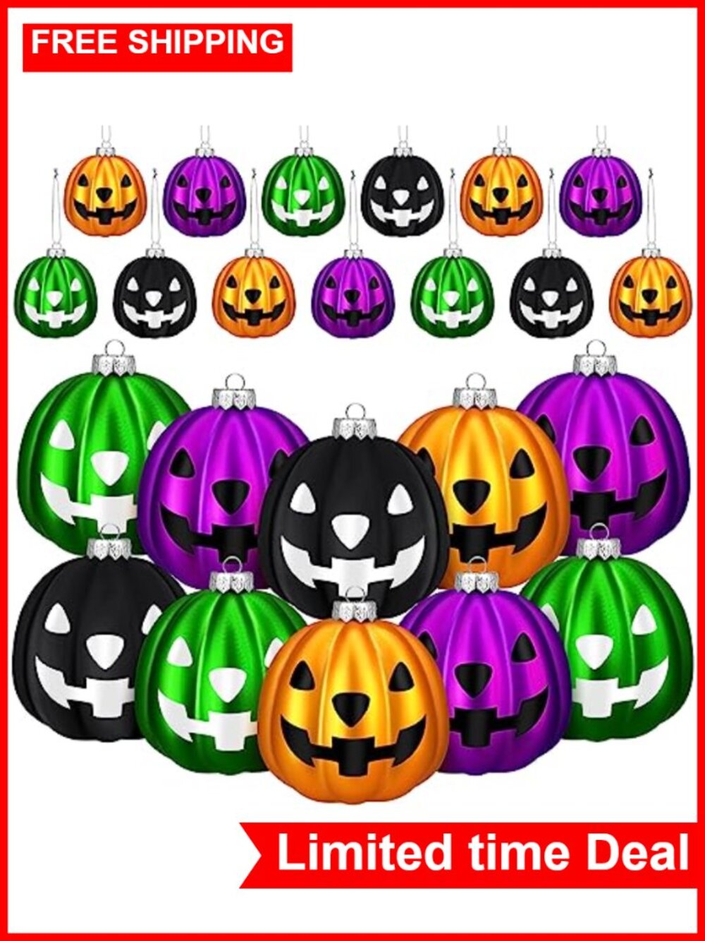 24 Pcs Halloween Hanging Decorations Plastic Pumpkin Ornaments Party Tree